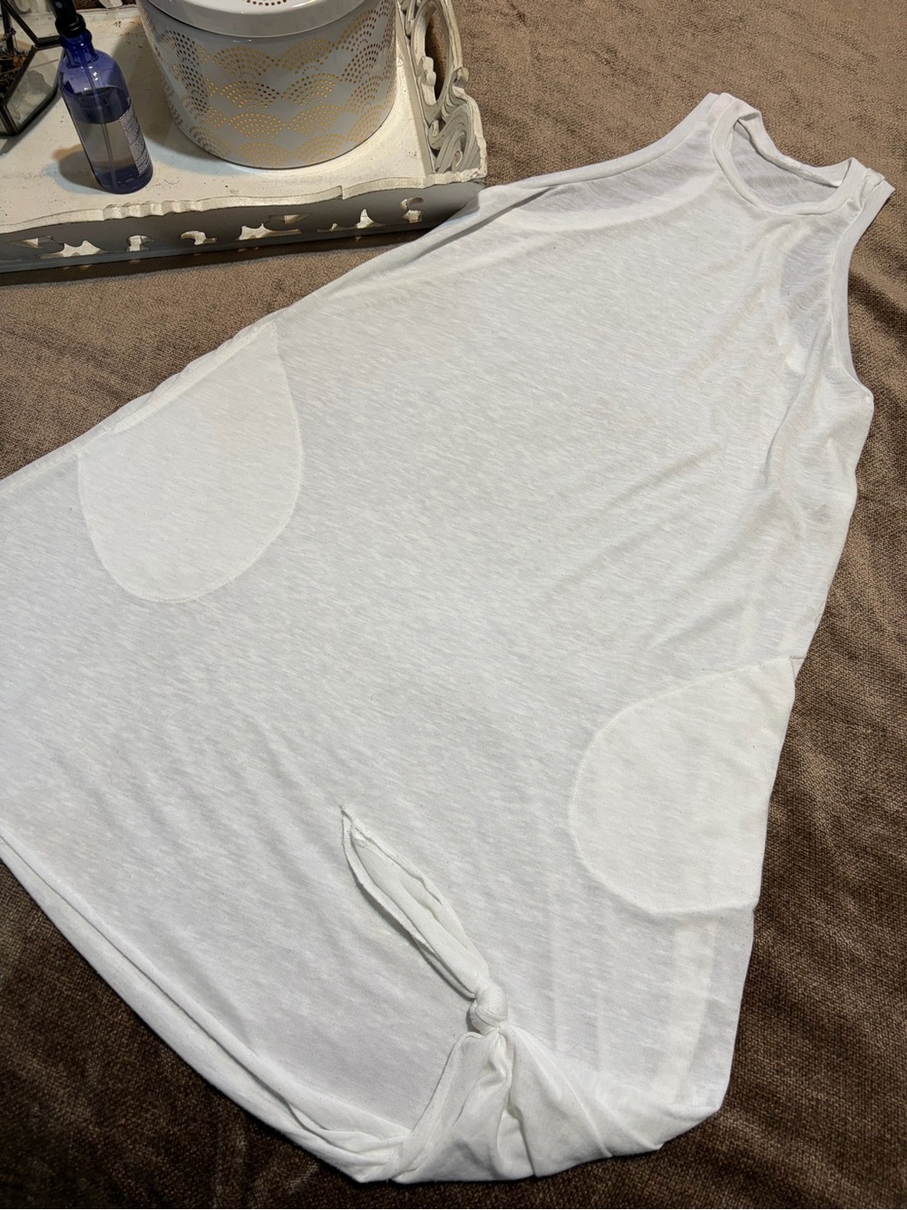 BECCA Sheer White Knot-Hem Women’s Coverup Dress, Size XS